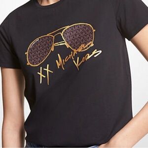 Michael Kors Black Tee with Gold Graphic